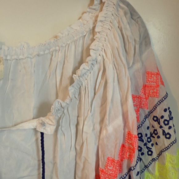 Surf Gypsy Neon Embroidered Peasant Blouse Size Small NWT - Picture 7 of 10
